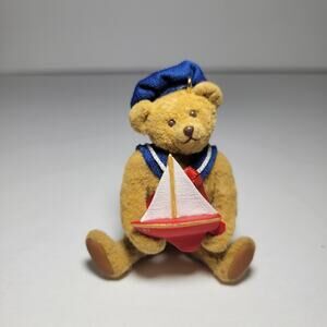 Hallmark Flocked Sailor Beer Christmas Ornament Vintage 90s